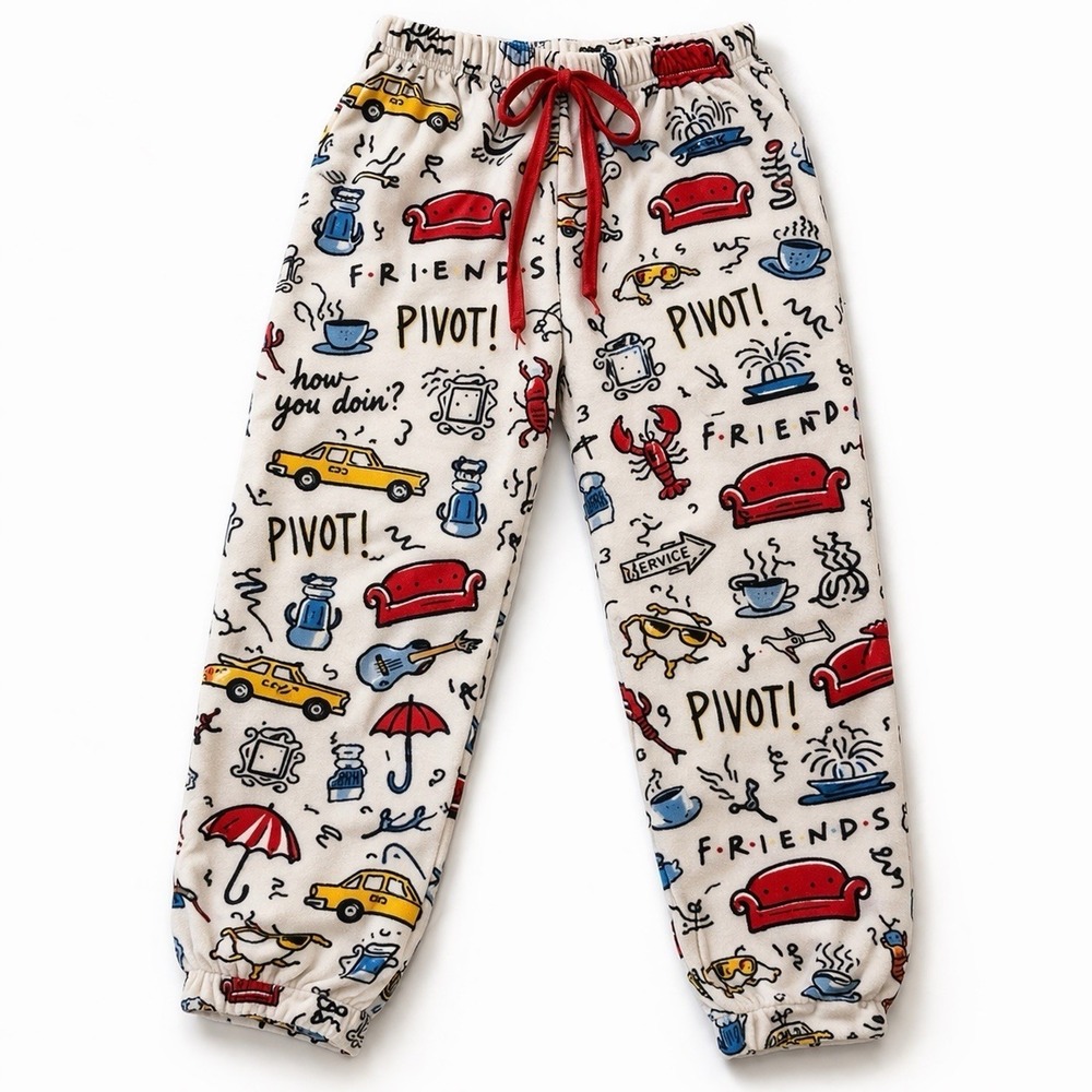 FRIENDS Pajama Pants Women's Lounge PIVOT Lobster Central Park Cozy Sleep XL